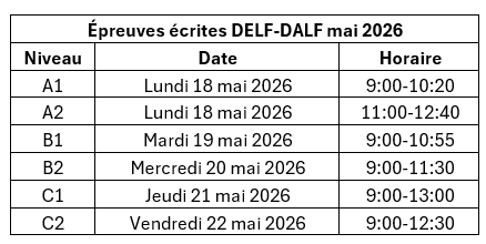 Épreuves écrites mai 2026